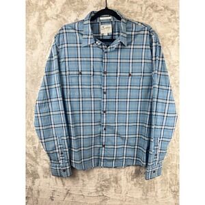 Lucky Brand Mens Large Blue Plaid Untucked Fit Button Down Shirt Workwear